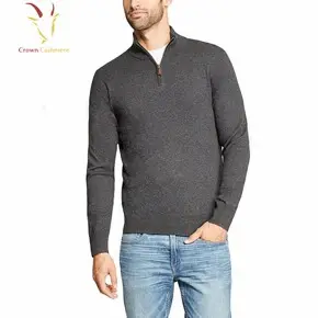 Half Zipper New Men Winter 100% Cashmere High Quality Pullover Sweater