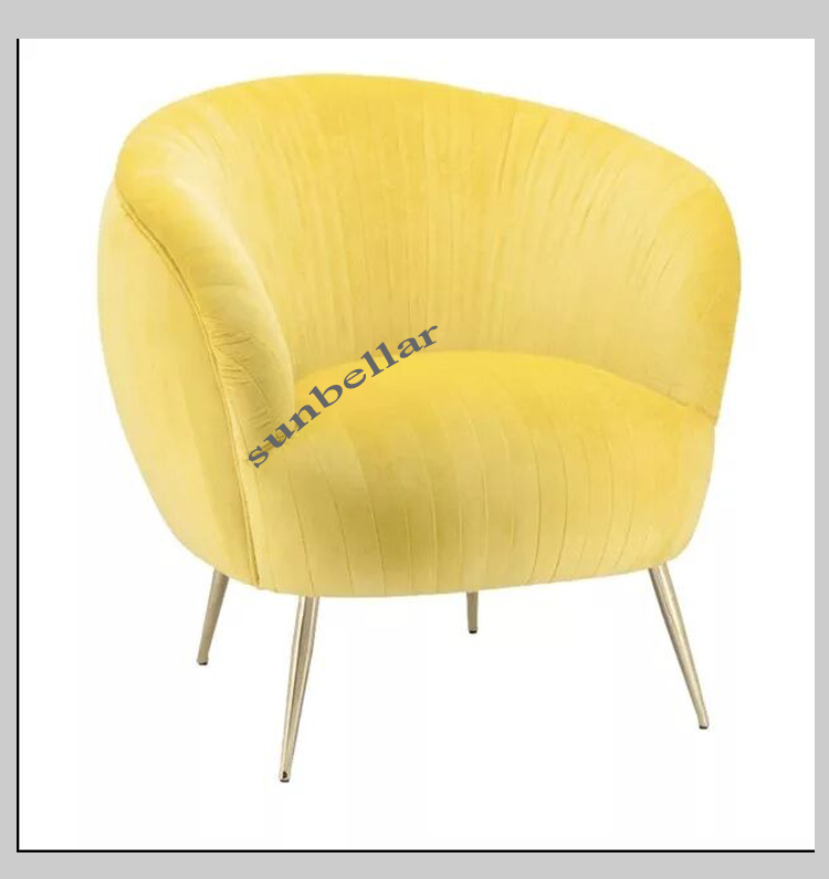 luxury velvet chair gold legs fashion wrinkle fabric leisure chair sofa modern design home furniture