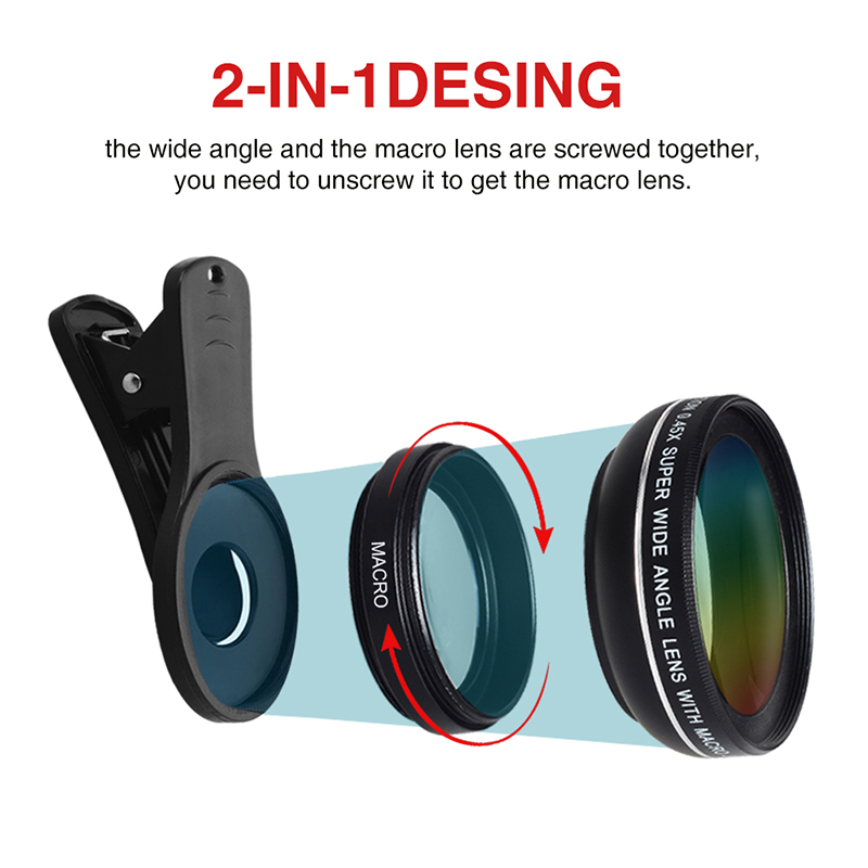Amazon Top Seller Wide Angle 0.45X Macro Mobile Camera Phone Lens For Photography Mobile Phone & Accessories