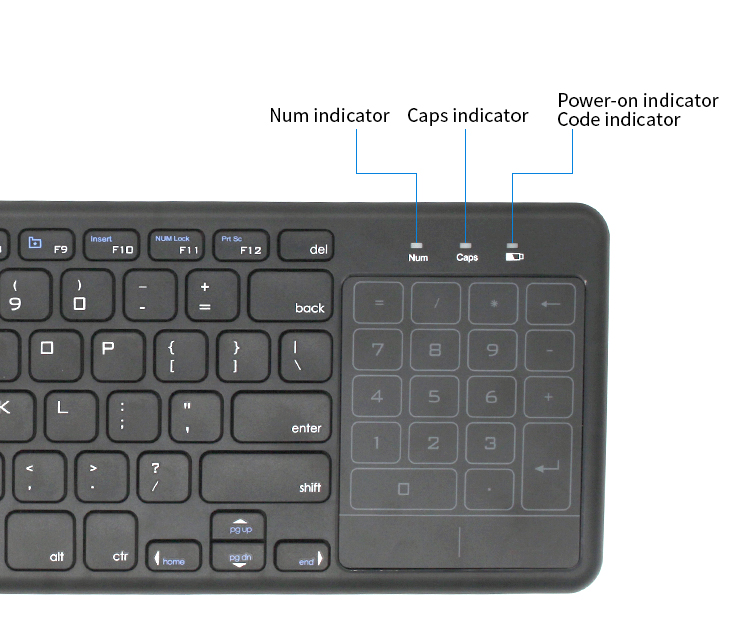 Portable Touchpad 78keys Abs Azerty Layout  Mini Bluetooth Wireless Keyboard For Windows Android