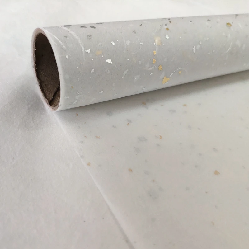 white BOPP laminated shiny me<i></i>tallic foils embedded waterproof flower wrapping paper 60cm x 5m