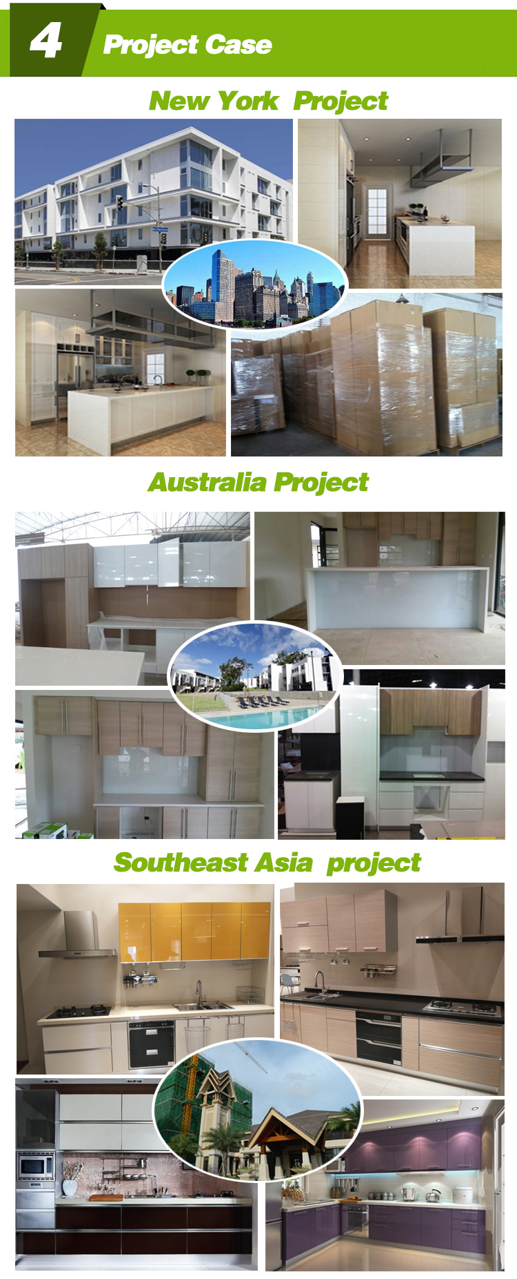 Foshan prefab MDF modular  kitchen cabinets