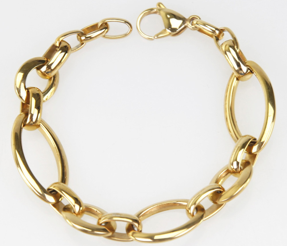 Moda joya al por mayor joyería de acero inoxidable chapado en oro cierre gran cadena de delfines pulsera pulsera