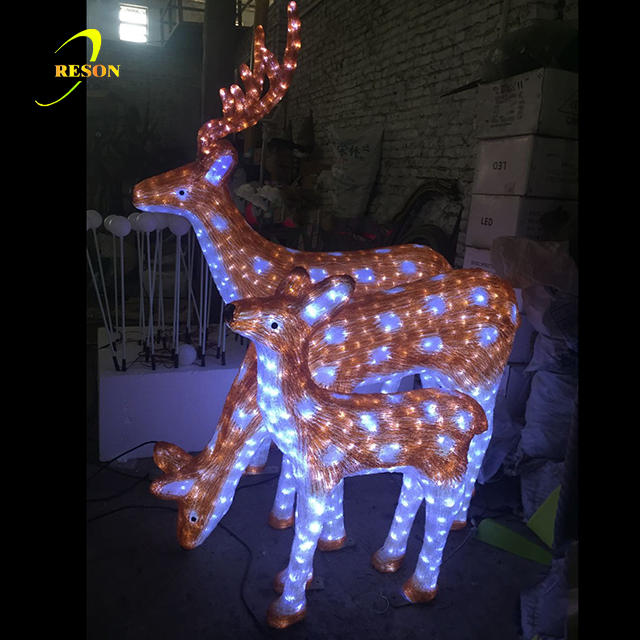 High Quality Christmas 3d Deer Motif Lighted Christmas LED 3D Acrylic Deer