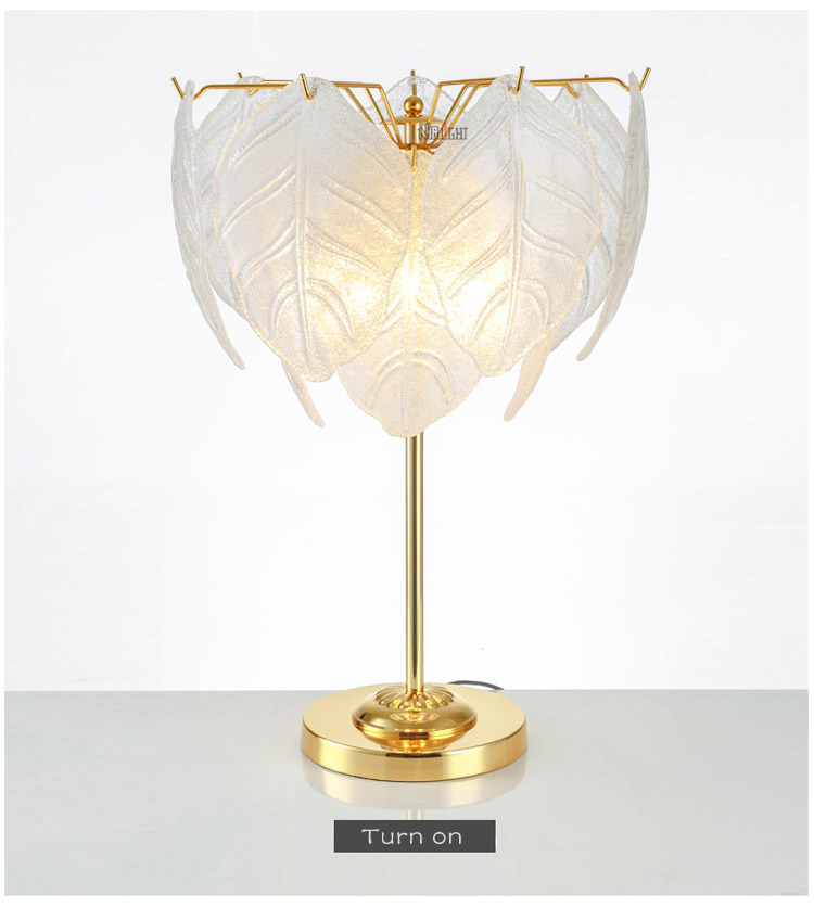 Modern luxury glass table lamp wedding heart-shaped leaf lighting for hotel and bedroom bedside