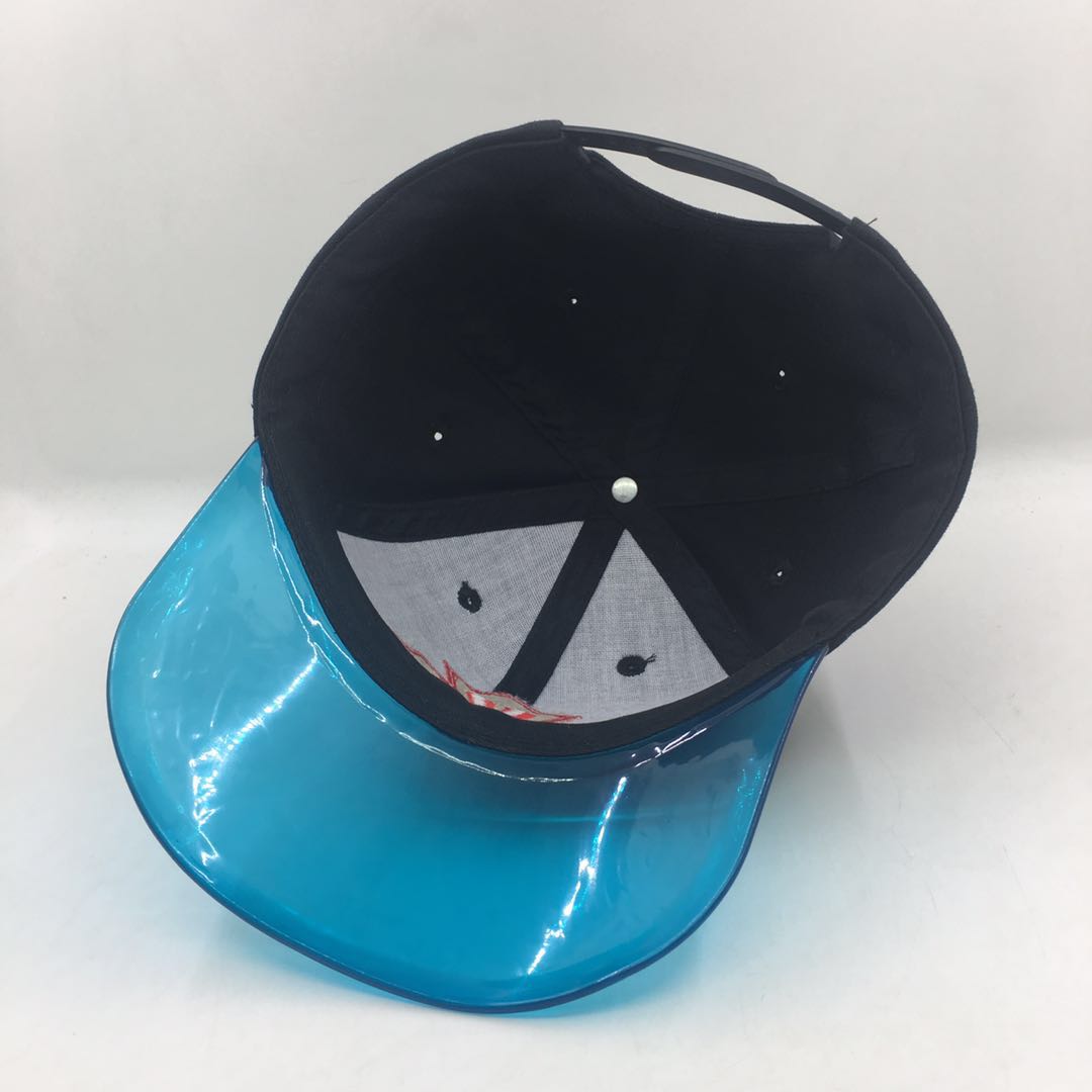 Blue Transparent PVC Brim Baseball Mesh Cap 5 Panel Mesh Trucker Cap
