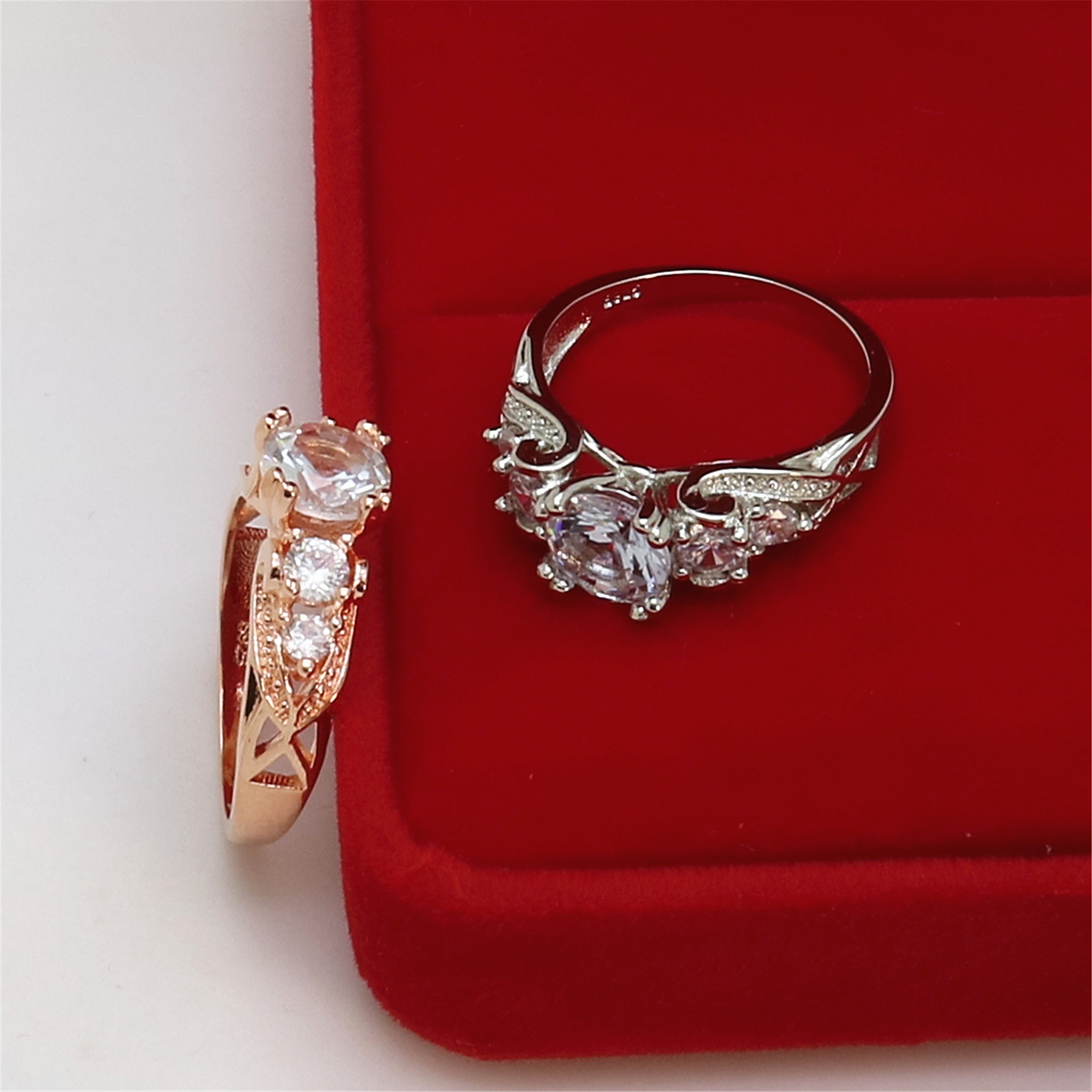 Engajamento jóia de ouro rosa mulher dedo diamante novo design anel de casamento por atacado