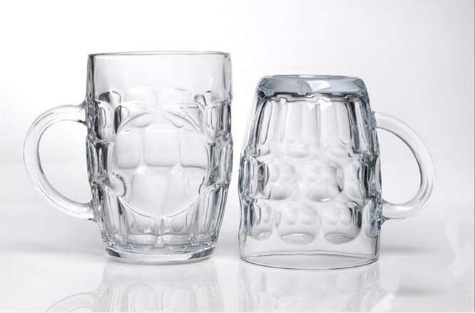 big capacity customized emboss design glass beer mug drinking glass mug