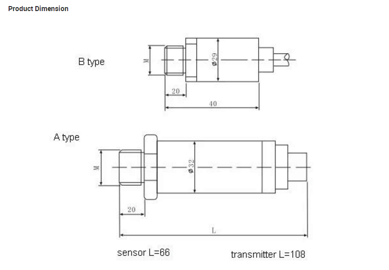 Αισθητήρας πίεσης νερού WNK 4-20mA 0.5-4.5V για το αέριο ελαίου αέρα