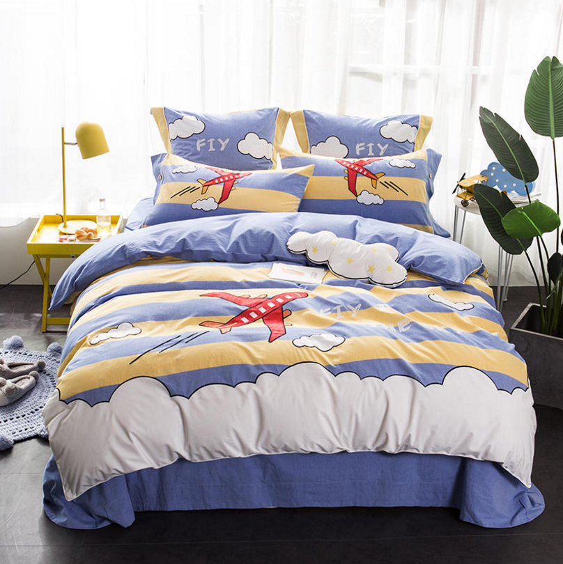 Good Friend Cute Cartoon design with Embroidery beautiful star, Cotton 100 Percent for baby, Kids Twin Bedding Duvet Cover Sets