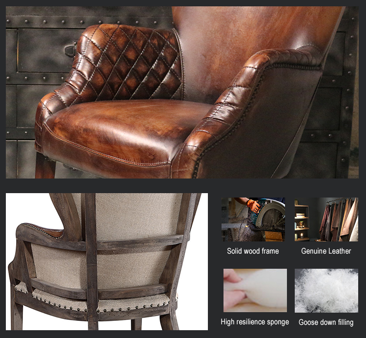 Excellent quality white luxury leather antique furniture dining room chair