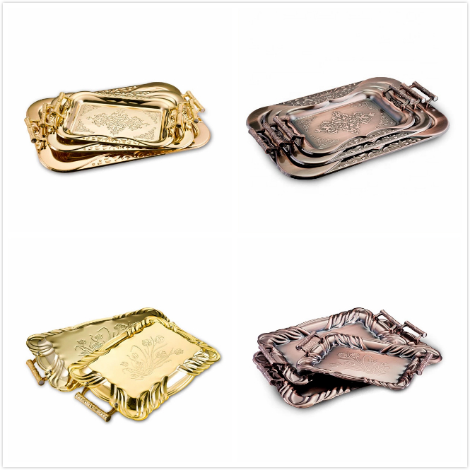 Stainless Steel Rectangle Charger Plater with Classical Design