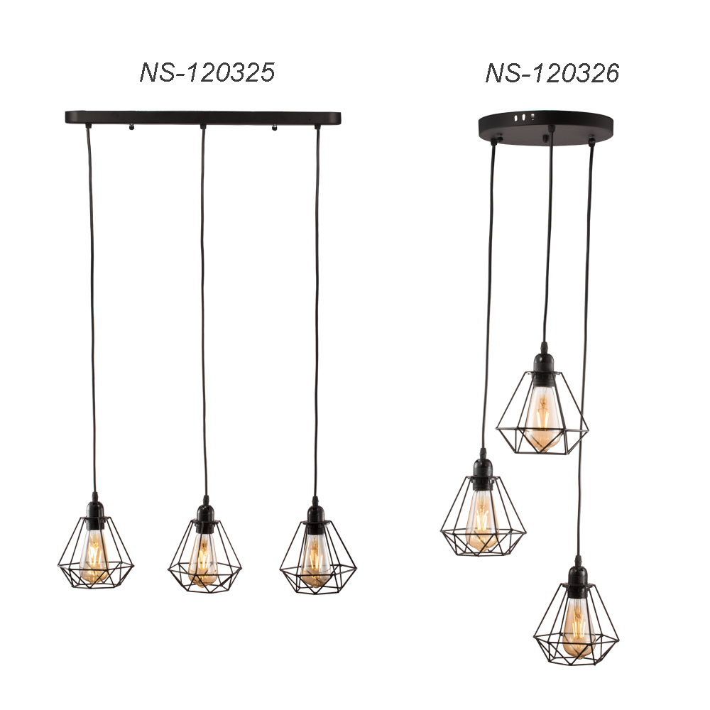 Black Loft Industrial 3 light Black Iron Cage Pendant Light Ceiling lamp
