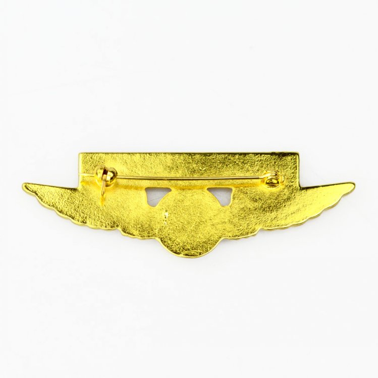 Custom Zinc Alloy Metal Wings Pin Badge – Gold Butterfly Design