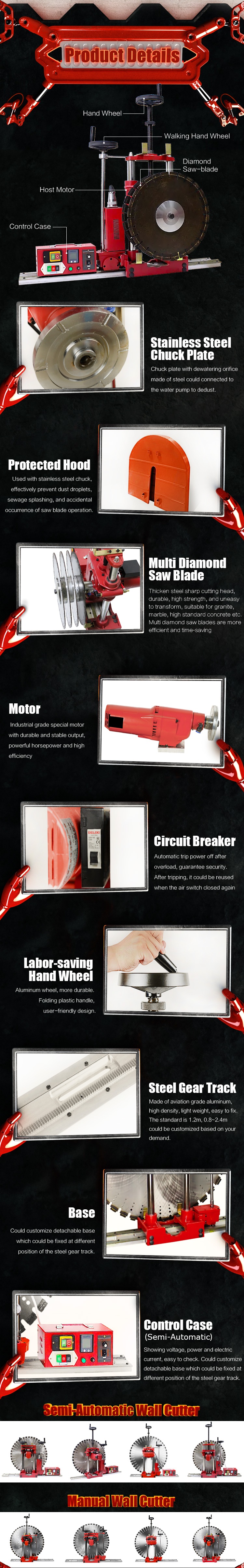 High Efficient Multi-Function Slotting Concrete Wall Cutter Machine