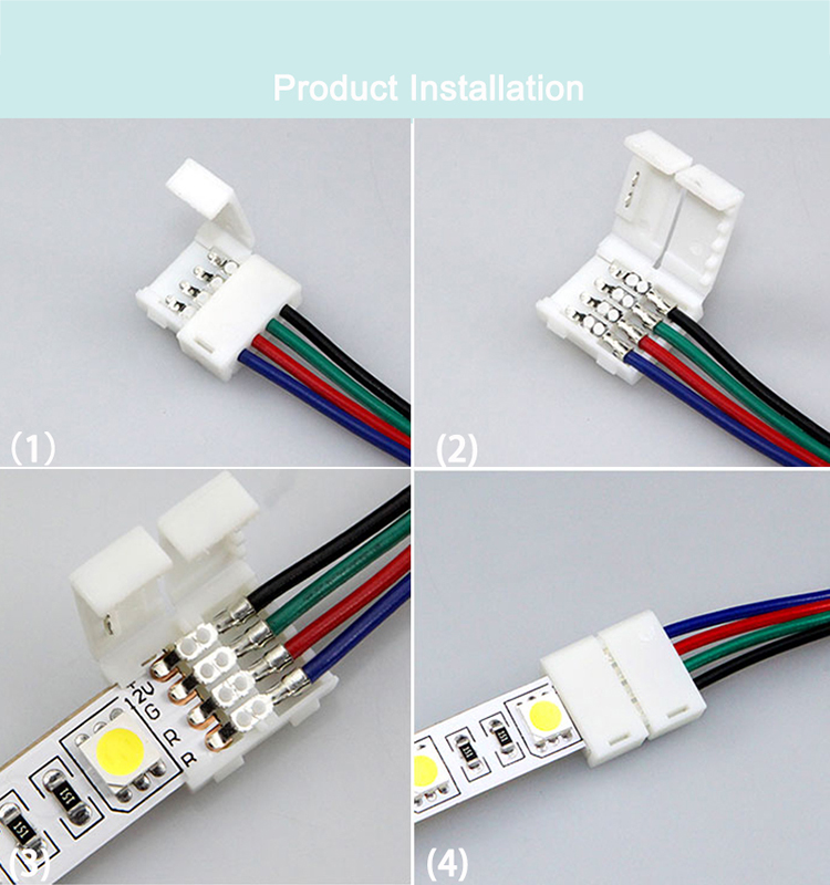 LED-Streifen-Anschluss, 2-polig, 8 mm, mit kabelloser Verbindung, kein Löt-/Schweißanschluss für LED-Streifen 3528/5050 erforderlich