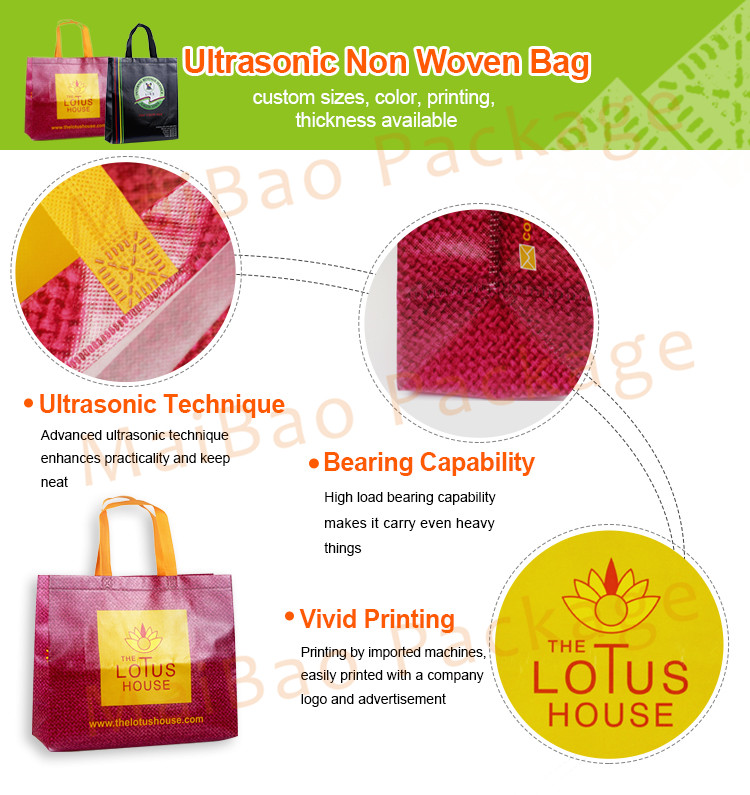 Custom eco friendly sustainable reusable supermarket groceries packaging recycle pp fabric non woven shopping bag with logo