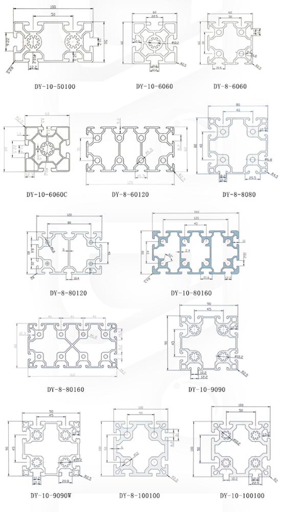 वर्ग संरचना 6463 वी स्लॉट एल्यूमिनियम प्रोफाइल औद्योगिक 4040 7