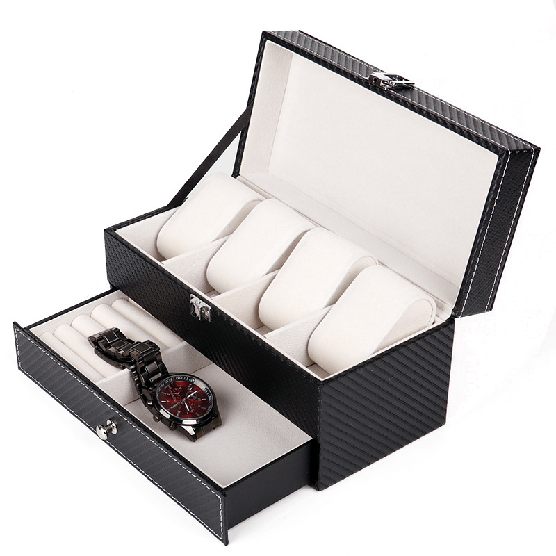 Wholesale Double Layer Black PU Jewelry Watch  Storage Box