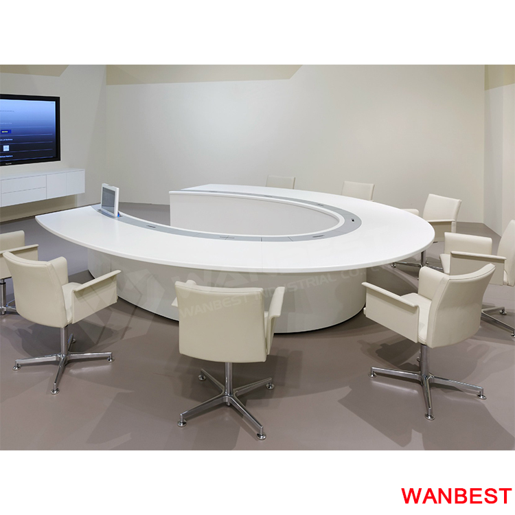 现代高光固体表面u型办公室会议室桌子分段会议桌中国制造商
