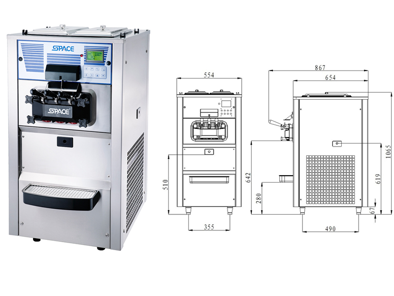 SPACE commercial countertop ice cream machine 6225 (CE approved)