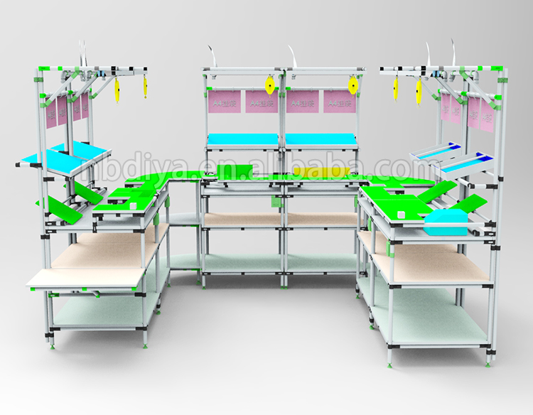 Double Side Assembly Line Pipe Work Table ESD For Workshop Conveyor