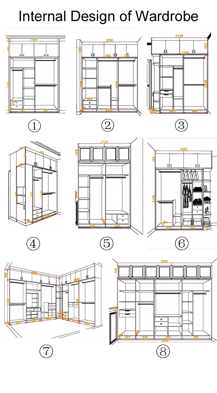 Wholesale custom modern bedroom furniture with sliding door