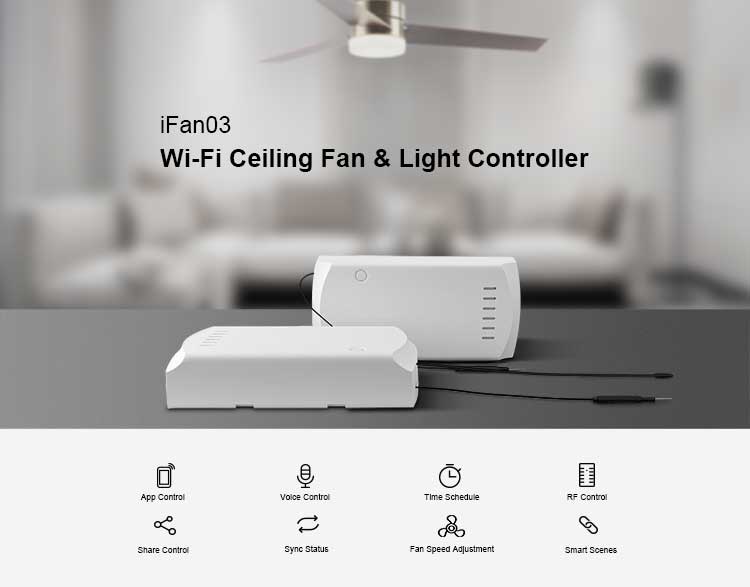 SONOFF — ventilateur de plafond Wifi ifan 03, contrôleur de lumières, domotique, sans fil, fonctionne avec Alexa, nouvelle collection
