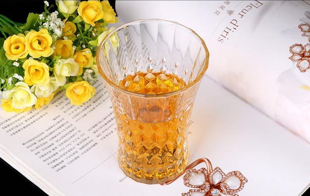 Wide mouth 260ml/360ml emboss whisky glass tumbler,Diamond whisky glass.