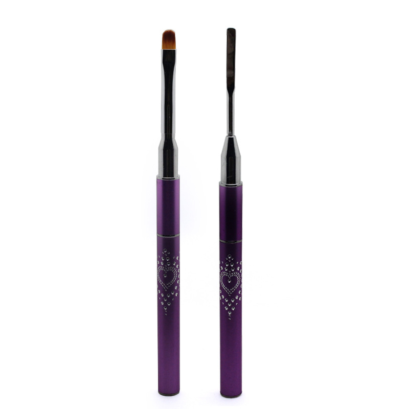 Double-head nail brush -phototherapy steel sheet pen + Synthetic nail brush Purple