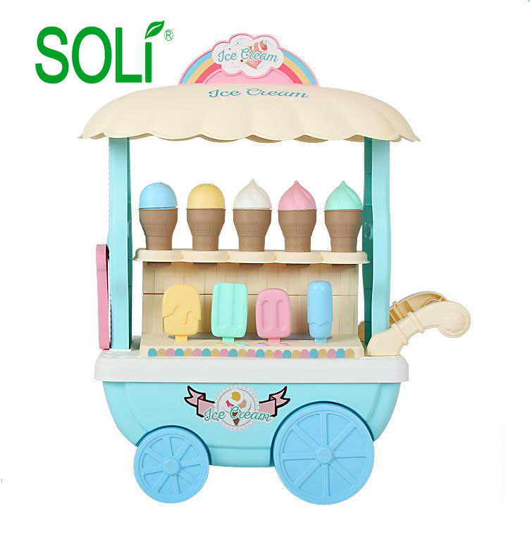 Ice cream cart toy simulation small wheelbarrow set toys for girl