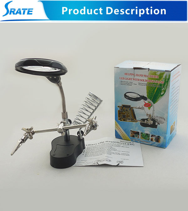 Loupe de soudage de bureau à lumière LED MG16126-A avec Clip auxiliaire