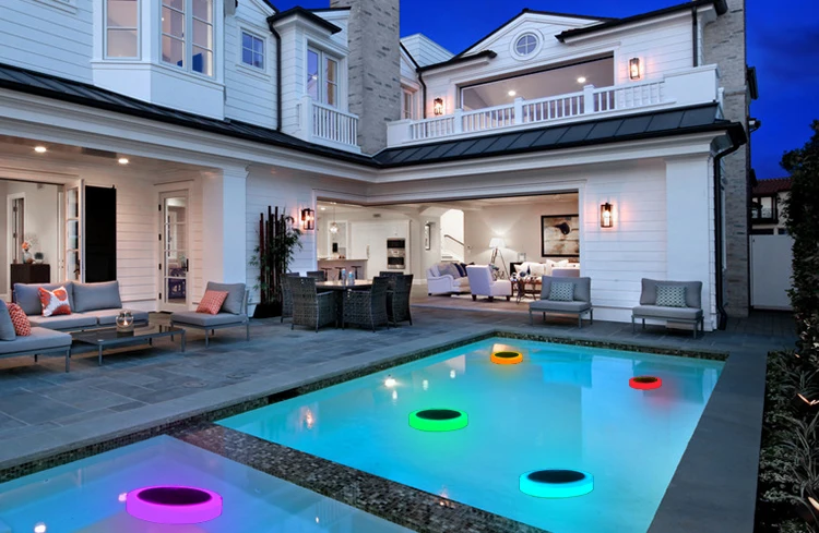 solar led floating pond light with remote control change 16 colors to swimming pool