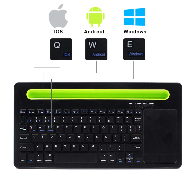 universal multi device double bluetooth dual mold wireless keyboard trackpad mouse keyboards with  phone case holder