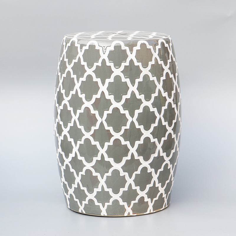 Home decoration flower standing ceramic garden drum seat Shoe changing porcelain stool in entryway  for wholesale