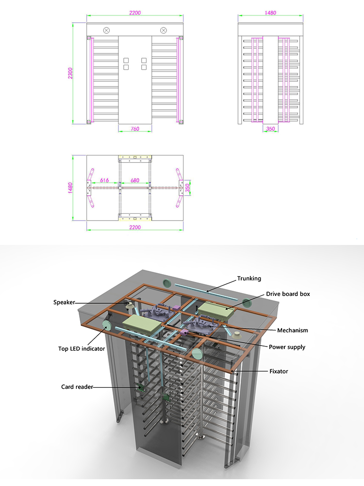 Precio completo del torniquete de la altura de la huella dactilar electrónica de la entrada de la altura de la seguridad en venta