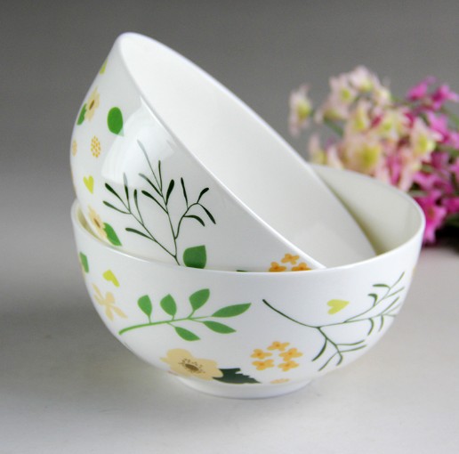6inch White porcelain noodle bowls New Bone China soup bowls with customized printing