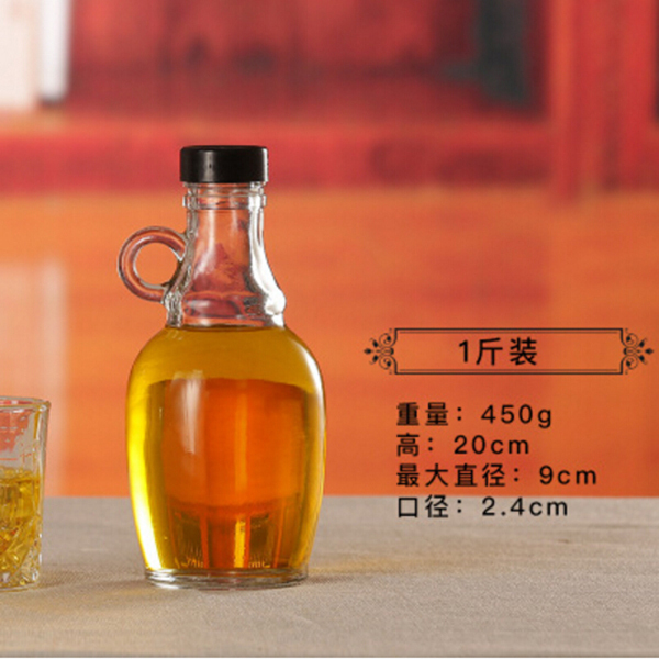 Wholesale Big beer wine glass bottle with handle