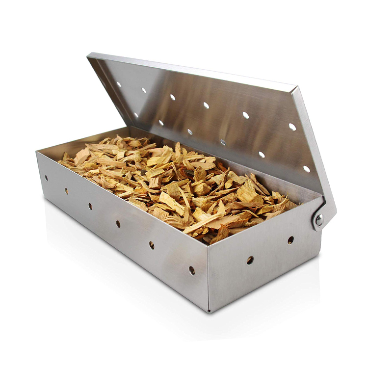 Barbeque Smoker Box - Stainless Steel Wood Chip Smoke Box