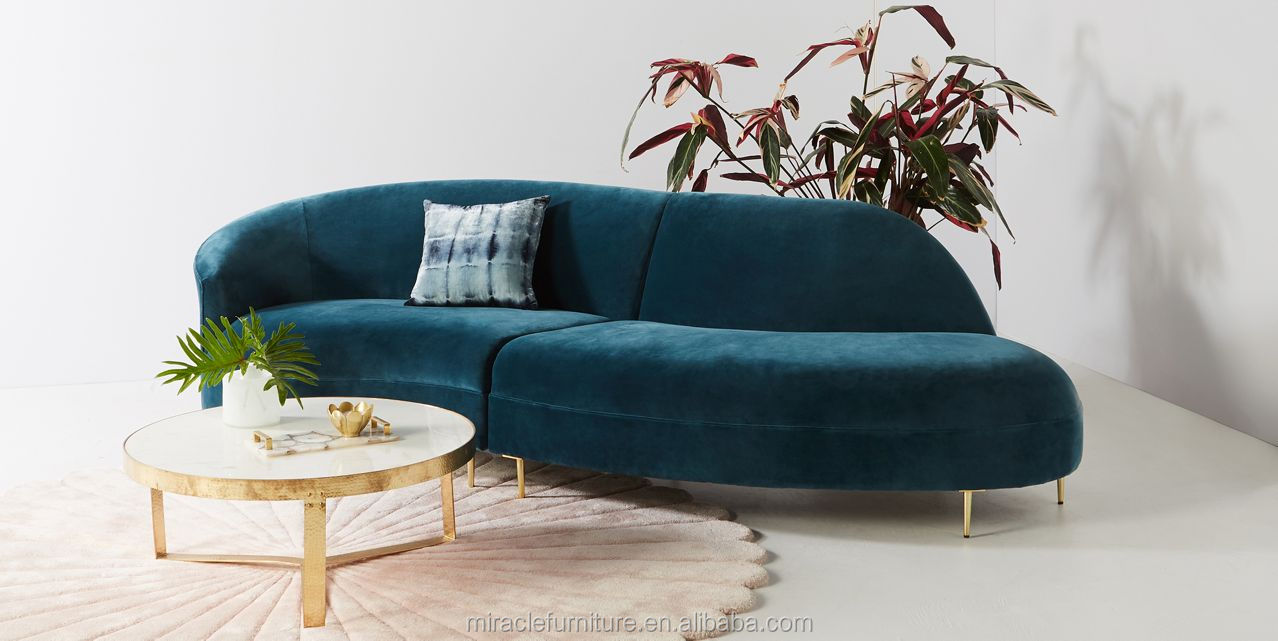 Grace Serpentine Two-Piece Modern Sectional Chaise Sofa