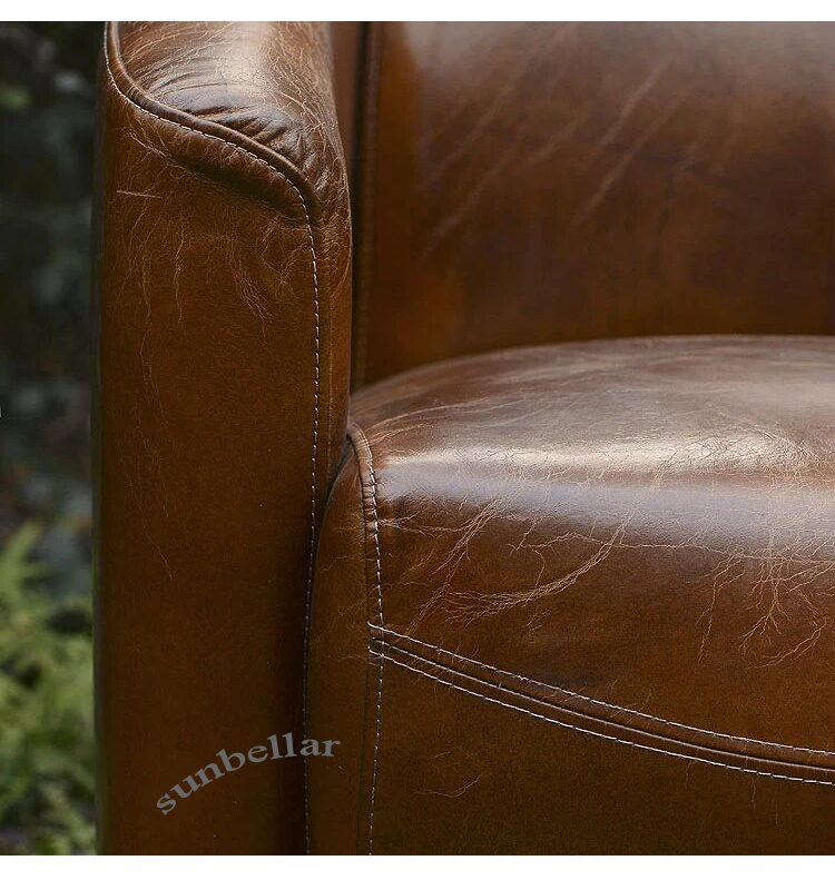 retro vintage brown leather sofa chair genuine leather recliner chair home bar living room club antique leather armchairs UK