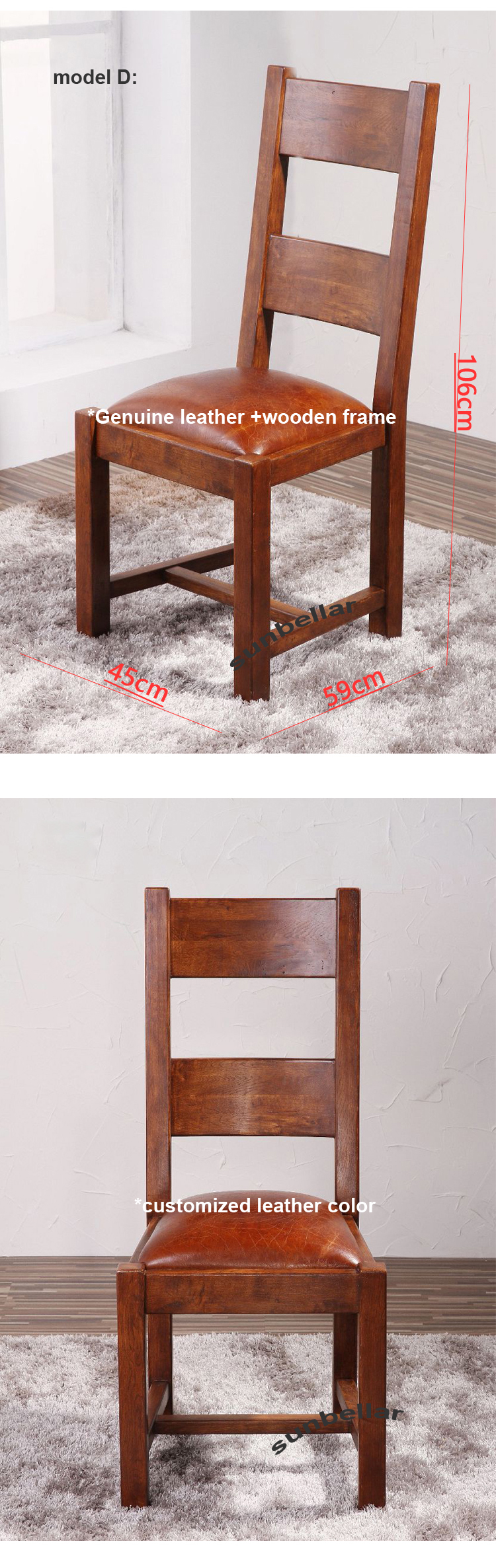 wholesale vintage genuine leather distressed dining chair wooden legs antique brown leather high back chairs for dining room