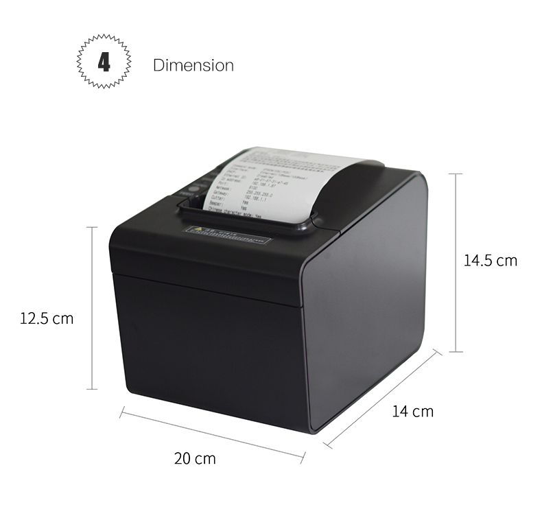 Auto Cutter 80mm Ethernet Port Thermal Printer For Restaurant Kitchen