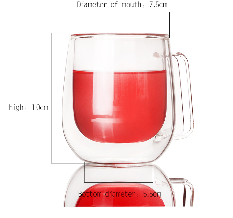 LOGO Custom Glassware Manufacturer Unbreakable Clear Borosilicate Double Wall Glass Tea Cup With Handle