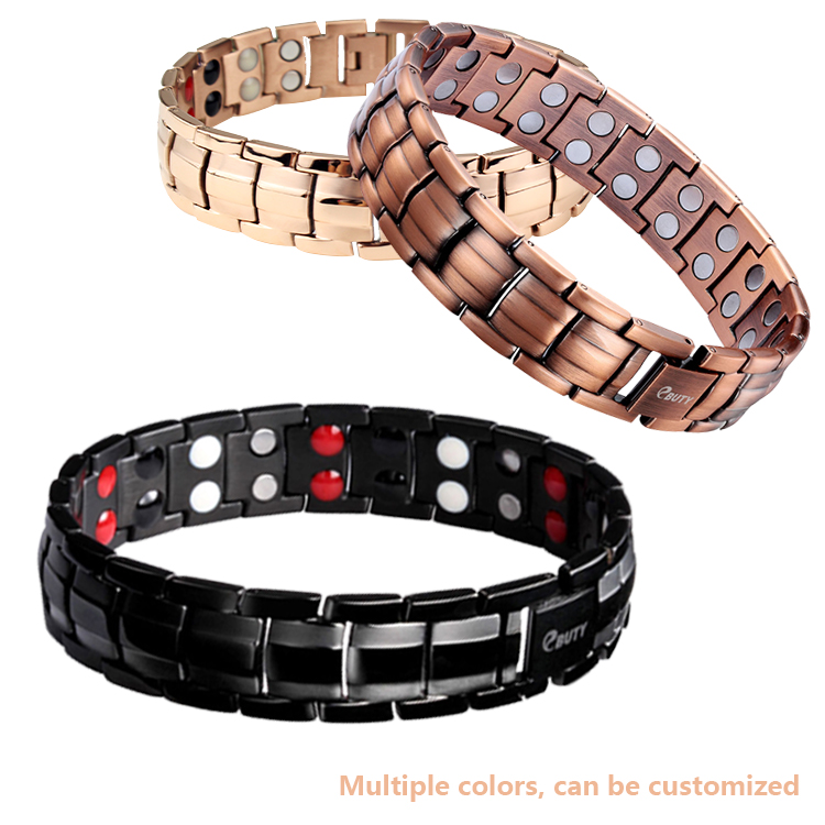 Classic Black Stainless Steel Quantum Energy Bracelet For Wellness