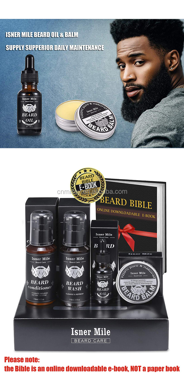 NEW Perfect Men's Beard Care Gift Set Beard Grooming Kit 4pcs Beard Oil, Balm, Wash & Conditioner OEM Grooming Kit