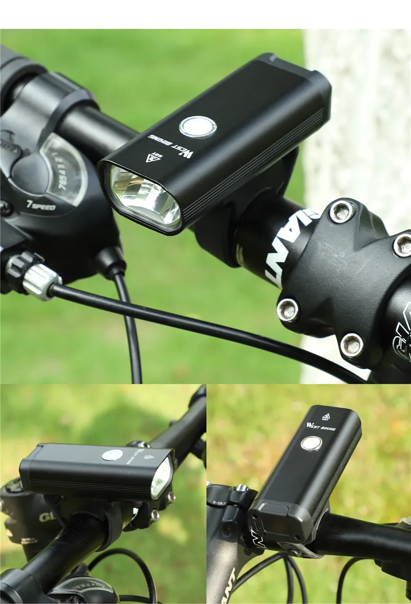 WEST BIKING Cycling 3 Mode Headlight 5W XPG lamp bead 18650 Battery USB Charger Bike Headlight Rechargeable Bicycle Headlight