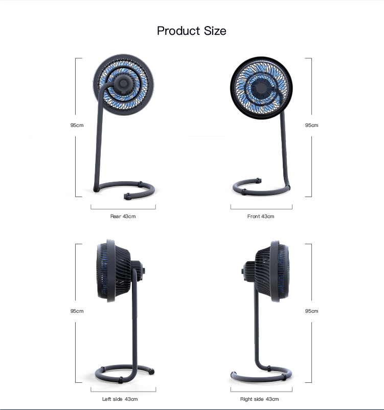 24V DC brushless circulation pedestal electric floor stand fan for home