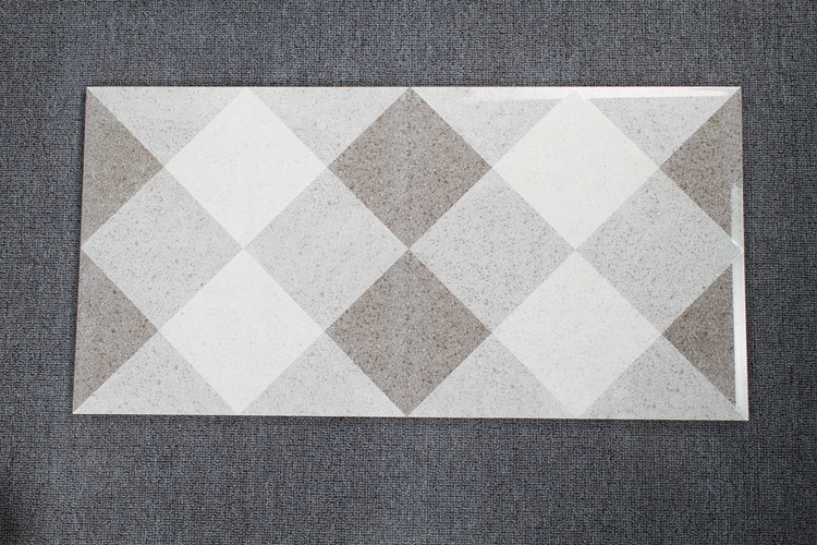 300 X 600 3D Inkjet Concept Decorative Grey Checkered Ceramic Wall Tiles Designs For Bathroom