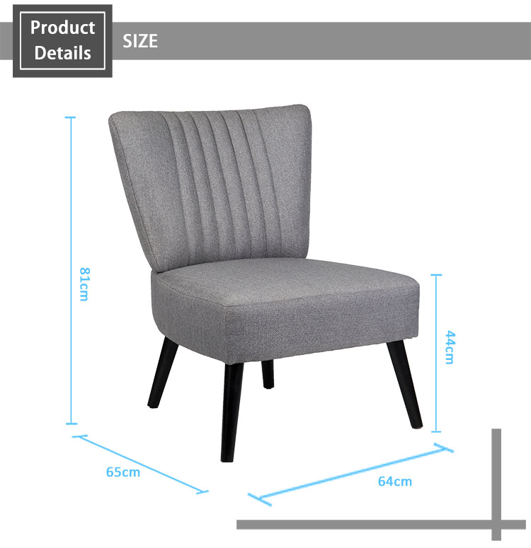 High back fabric with short wooden legs accent chair for  living room